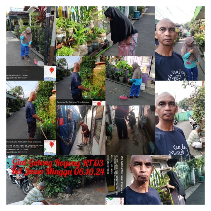 Ijin Melaporkan   Gotong Royong   Kelurahan Jawa : Tanggal 05/10/2024 (Sabtu) : RT. 04√, dan 36√. Tanggal 06/10/2024 (Minggu) : RT. 01√, 03√, 05√, 06√, 07√, 08√, 16√, 18√, 22√, 23√, 24√, 26√, 27√, 28√, 30 , 31√, 32√, 33, 34√, 35, 37√, dan 40√.