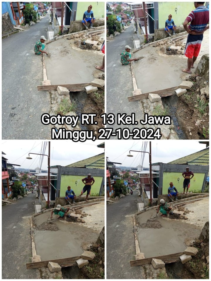 Jadwal Kegiatan Gotong Royong RT minggu ke-4 Oktober 2024 Kelurahan Jawa :  Tanggal 25/10/2024 (Jumat) : RT. 10 √. Tanggal 27/10/2024 (Minggu) : RT. 01√, 09√, 11√, 12√, 13√, 14√, 15√, 16√, 17√, 20√, 21√, 29√, 32√, 33√, 34√, dan 38√.  (N.B. Yang sudah kirim foto dokumentasi dicontreng)