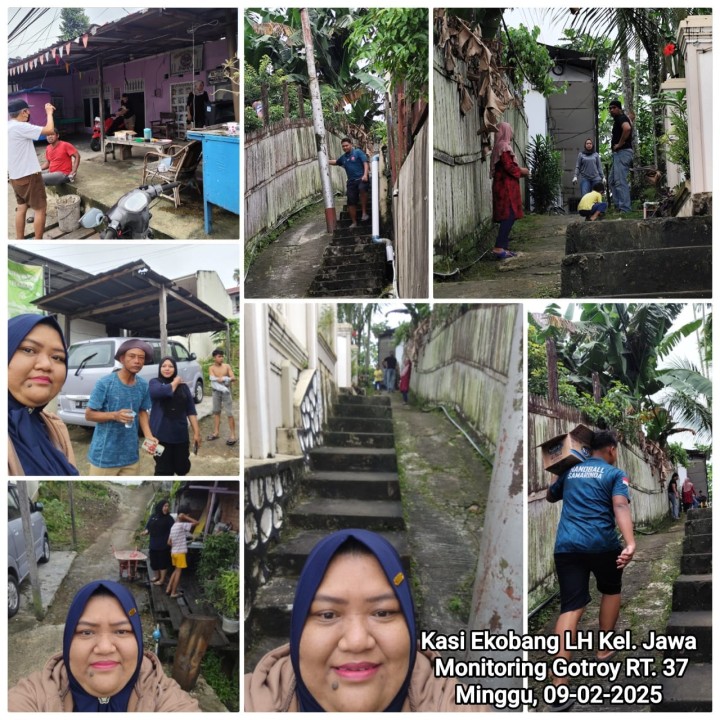 Mohon ijin menyampaikan 09/2/2025  Kegiatan Monitoring Gotroy Mandiri di Jl. Pasundan RT. 37 dan RT. 18 oleh Kasi Ekobang LH Kel. Jawa & Staf