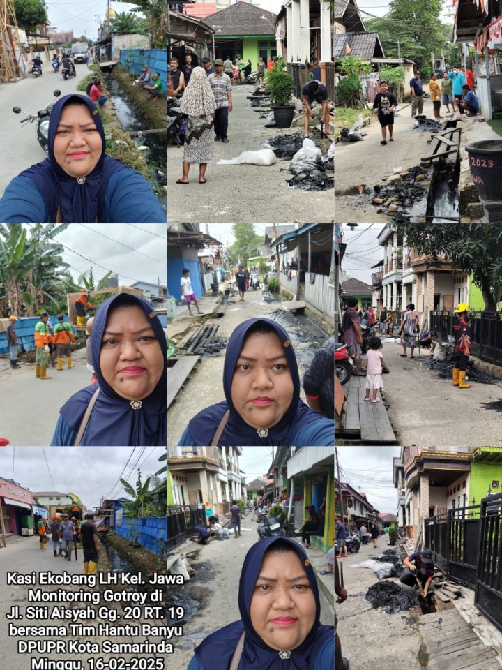 Mohon ijin menyampaikan 16/2/2025 Kegiatan Monitoring Kasi Ekobang LH Kel. Jawa & Staf pada Gotroy di Jl. Siti Aisyah Gg. 20 RT. 19 bersama Tim Hantu Banyu DPUPR Kota Samarinda