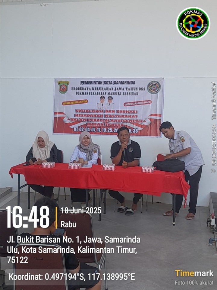 Mohon izin menyampaikan 18/6/2025 Lurah Jawa dan Kasi Kesra Menghadiri Kegiatan Sosialisasi dan edukasi Pilah sampah Rumah Tangga RT 38 Kelurahan Jawa