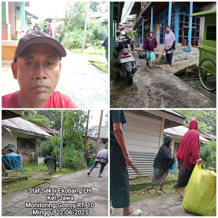 Mohon izin menyampaikan 22/6/2025 Kegiatan Monitoring Kasi Ekobang LH Kelurahan Jawa bersama Staf di Jl. Gunung Arjuna RT. 08, RT. 10 dan RT. 11