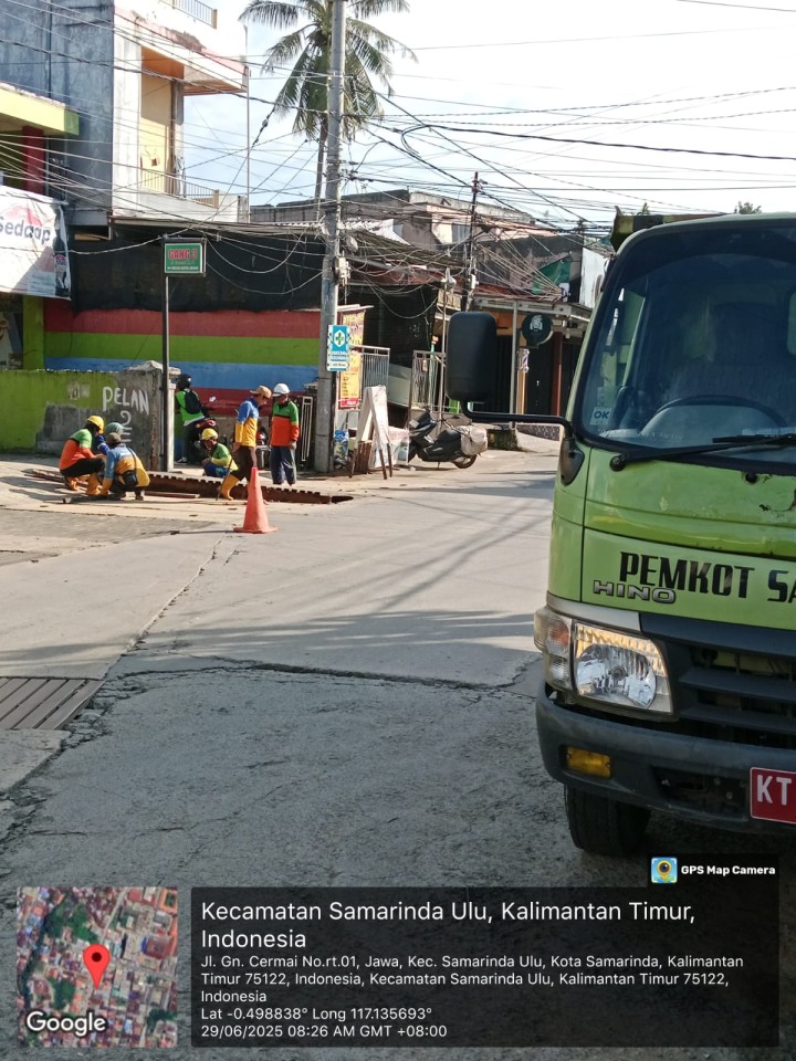 Mohon ijin menyampaikan 29/6/2025 Staf Seksi Ekobang LH Kel. Jawa Monitoring Gotroy Tim Hantu Banyu dari DPUPR Kota Samarinda di Jl. Gunung Cermai RT. 01