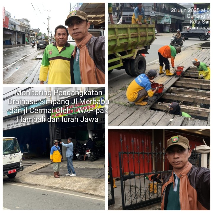 Ijin Melaporkan Bapak walikota  27-28 juni 2025 Telah di adakan pengecekan  Drainase Oleh Lurah jawa  dan  TWAP Bapak Hambali  dan Ketua RT 01,40 dan 03 di jl simpang 3 jl Gn cermai dan gn.merbabu serta jl.Gajah Mada Untuk saat sdh di adakan pengangkatan Drainase dan botool botol sampah  lainya di simpang 3 Merbabu Cermai oleh TIM Hantu banyu,dan tadi terkendala hujan dan reda hujan akan di lanjutkan kembali