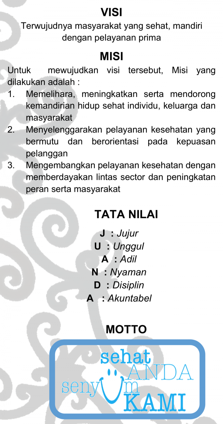 Visi, Misi, Tata Nilai dan Motto UPT Puskesmas Juanda