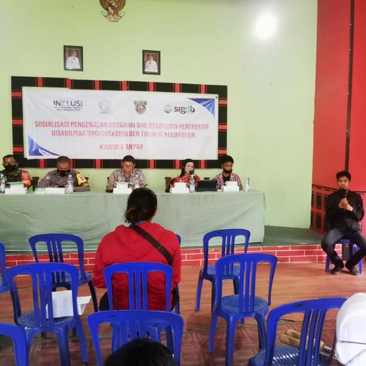 Jumat, 08 Juli 2022 : Sosialisasi pengenalan program dan pelatihan perspektif Disabilitas bagi stakeholder di Kelurahan Karang Anyar