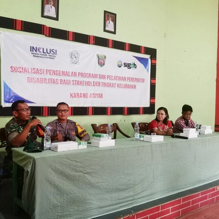Jumat, 08 Juli 2022 : Sosialisasi pengenalan program dan pelatihan perspektif Disabilitas bagi stakeholder di Kelurahan Karang Anyar