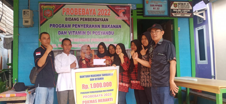 11 September 2022, #Probebaya Pemberian bantuan berupa uang pembelian makanan dan vitamin di Posyandu wilayah Pokmas Meranti