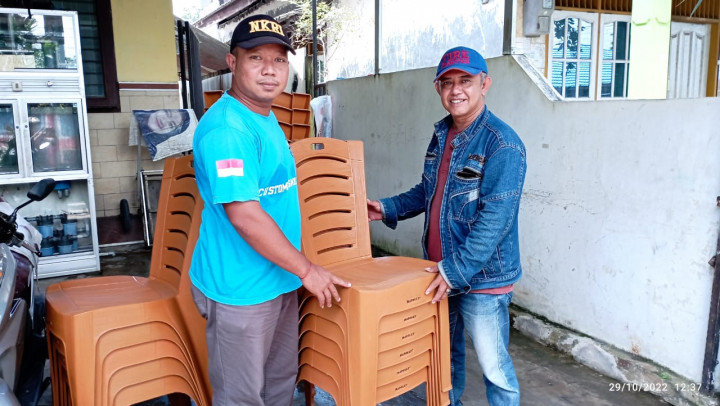 28 Oktober 2022, #probebaya pembagian APAR, seragam Dasawisma, Kipas Angin dan kursi untuk Rukun Kematian serta alat musik rebana di wilayah Pokmas Cendana, RT.003,004,005,006,007,008,009,010.