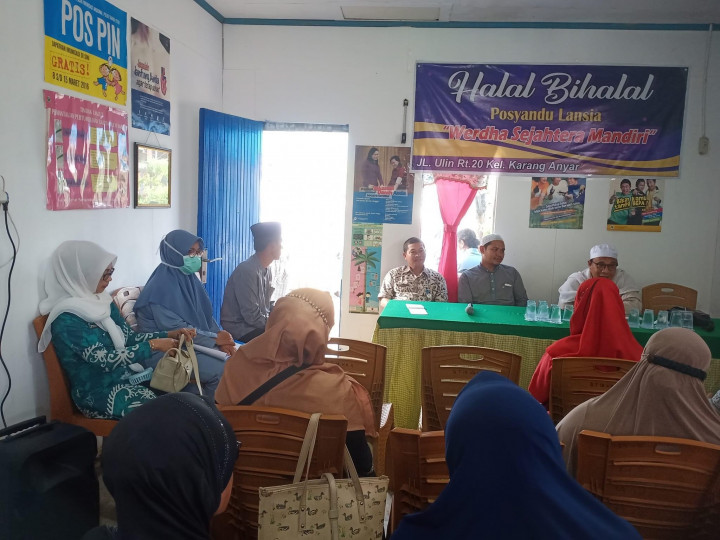 Kamis, 11 Mei 2023, Acara halal bi halal di posyandu lansia werdha sejahtera mandiri RT 20 Kel. Karang Anyar yang dihadiri oleh Lurah Karang Anyar