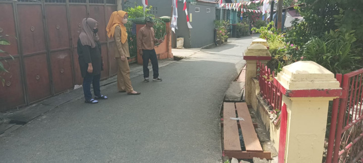 Senin, 21 Agustus 2023, monitoring pembuatan Kanopi Mesjid dan penutup drainase di Jln. Cendana Gang 16 RT. 014