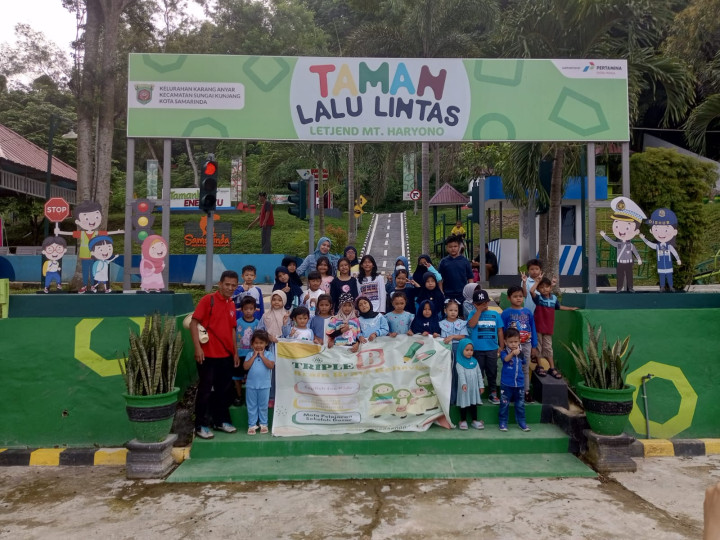 Senin, 22 Januari 2024, Kunjungan dari Bimbingan Belajar Triple B ke Taman Lalu Lintas Kelurahan Karang Anyar.