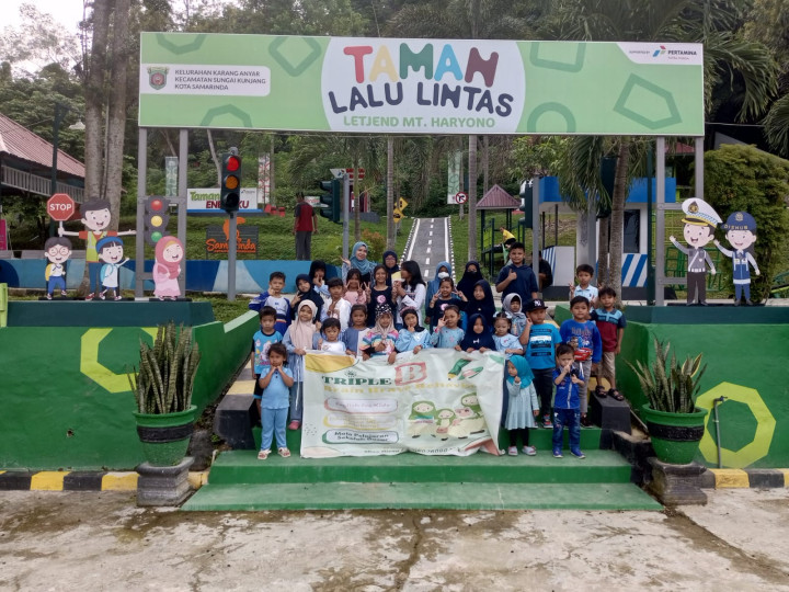 Senin, 22 Januari 2024, Kunjungan dari Bimbingan Belajar Triple B ke Taman Lalu Lintas Kelurahan Karang Anyar.