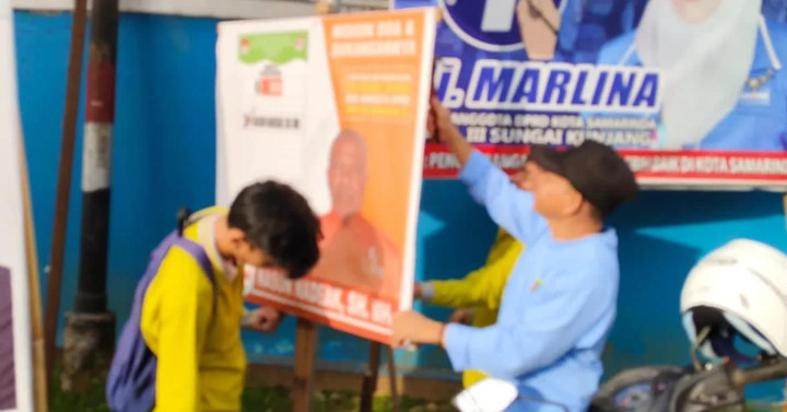 Minggu, 11 Februari 2024, Kegiatan pembersihan ALGAKA (alat peraga kampanye) di wilayah Kel. Karang Anyar bersama tim dari Kec.Sungai Kunjang.