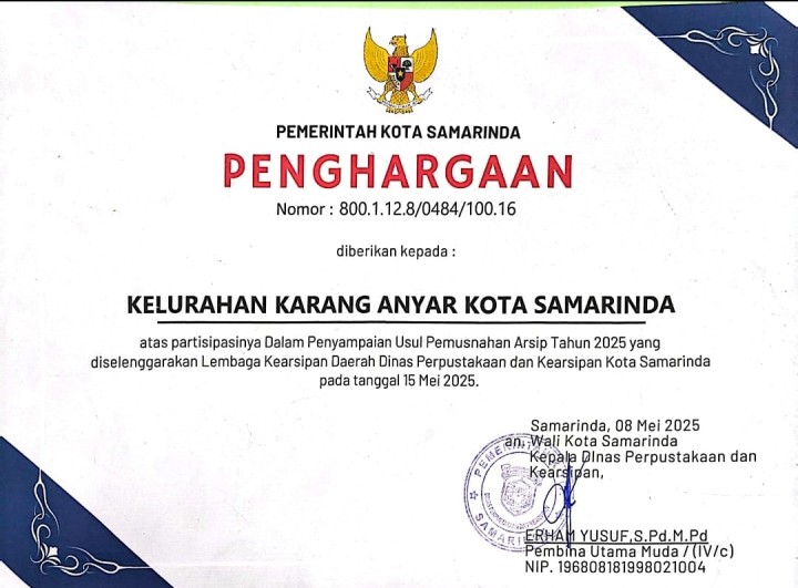 Kamis 15 Mei 2025, Seklur menghadiri kegiatan Pelaksanaan Pemusnahan Arsip yang memiliki Jadwal Retensi Arsip dibawah 10 (sepuluh) tahun dilingkungan Pemerintah Kota Samarinda Tahun 2025