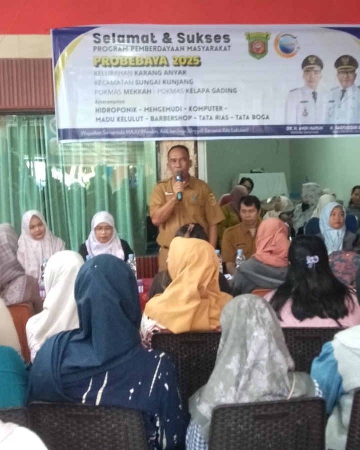 Senin, 30 Juni 2025, Kelurahan Karang Anyar  menghadiri kegiatan Probebaya bidang Pemberdayaan berupa pembukaan pelatihan kerja dan keterampilan untuk Pokmas Mekah dan Kelapa Gading di LPK Cendana Samarinda.