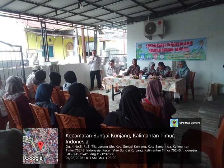 Kamis, 07 Agustus 2025, Kelurahan Karang Anyar mendampingi Camat Sungai Kunjang sebagai narasumber menghadiri kegiatan Probebaya bidang Pemberdayaan berupa acara pengelolaan sampah rumah tangga di RT.005, Jln. Cendana Gang 04