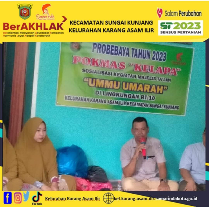 Sosialisasi Kegiatan Majelis Ta'lim "Ummu Umarah" di RT.10 Kelurahan Karang Asam Ilir