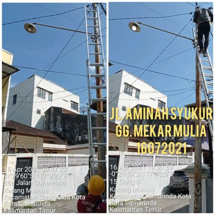 PEMASANGAN LAMPU Jl. Aminah Syukur Gang Mekar Mulia, Kel. Karang Mumus, Kec. Samarinda Kota.
