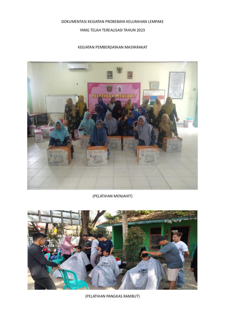 Realisasi Program Probebaya Kegiatan Pemberdayaan tahun 2023 Yang Telah Dilaksanakan