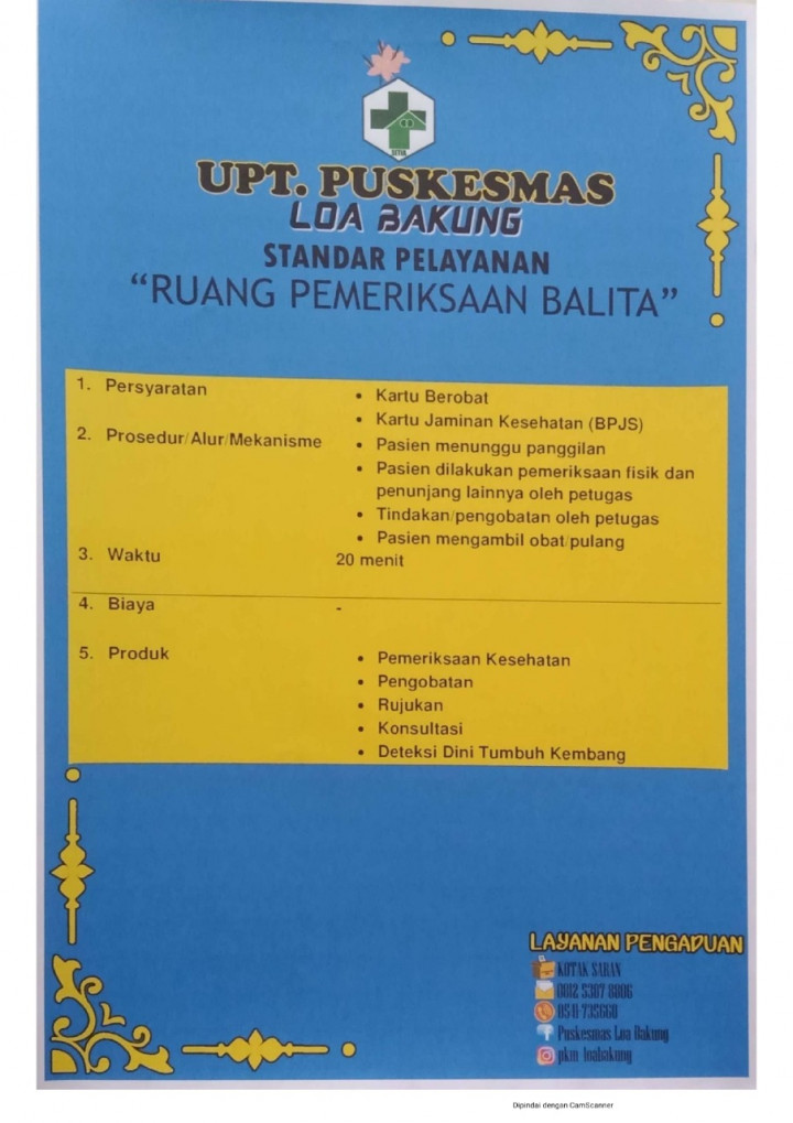 Standart Pelayanan ( Ruang pelayanan Puskesmas )
