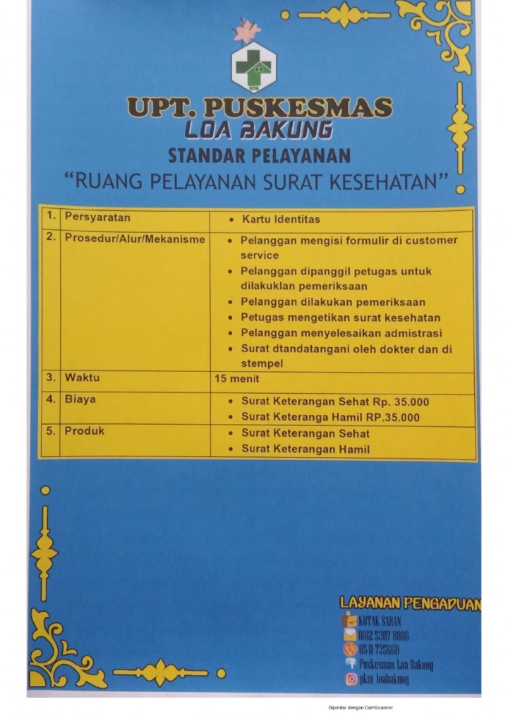 Standart Pelayanan ( Ruang pelayanan Puskesmas )