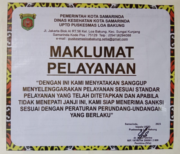 Maklumat Pelayanan Puskesmas