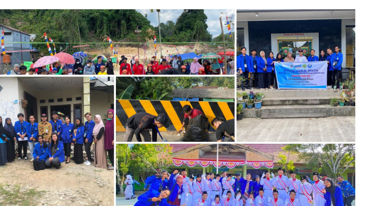 mahasiswa KKN Universitas widyagama mahakam berpamitan dengan plt.lurah Bapak Budi Hartono
