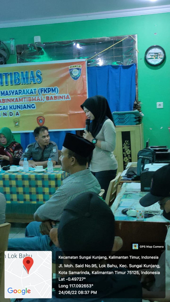 Rakor Kamtibmas Forum Kemitraan Polisi Masyarakat ( FKPM ) Bersama Forkopimcam Bhabinkamtibmas Babinsa Sekecamatan Sungai Kunjang Kelurahan Lok Bahu Jum'at 24/06/22