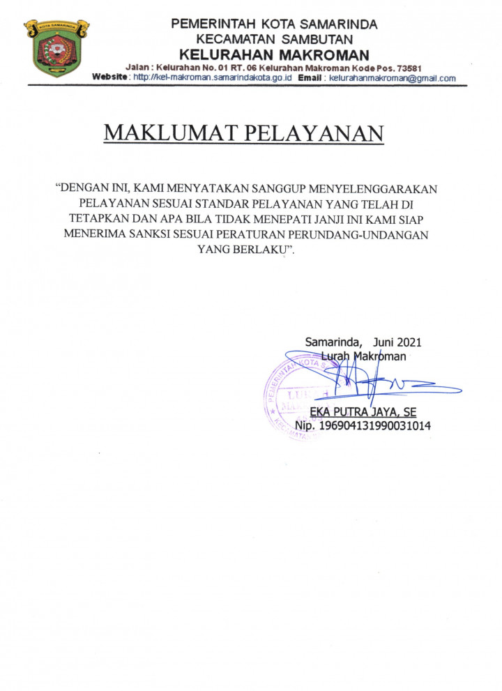 Maklumat Pelayanan