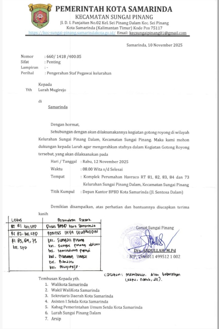 Gotong royong kecamatan sungai pinang