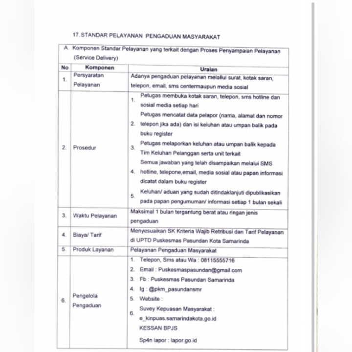 Standar Pelayanan