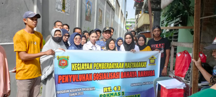 Kegiatan Probebaya Tahun 2022 acara Penyuluhan Sosialisasi Bahaya Narkoba di RT.08, Rt. 42, RT. 43, yang di hadiri langsung  dari BNN Kota Samarinda dan Lurah ,Kasi Kesra,Warga  setempat  dan juga Aggota Pokmas
