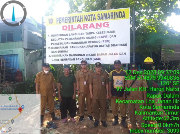 Pemasangan Tanda larangan membangun bangunan di atas drainase