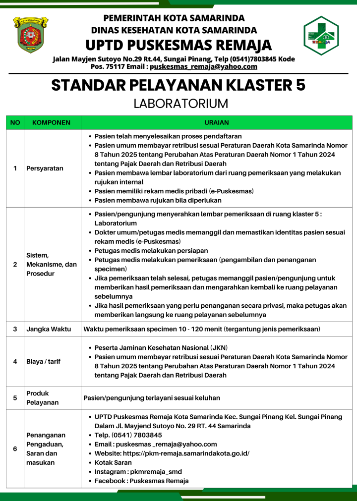 STANDAR PELAYANAN PUSKESMAS REMAJA