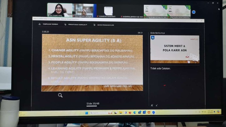 ZOOM MEETING, WEBINAR RABU BERTAMU (BELAJAR TAMBAH ILMU) SERI 3, MENINGKATKAN KINERJA ASN MELALUI IMPLEMENTASI BERAKHLAK DAN POLA PIKIR (RABU, 7 AGUSTUS 2024)
