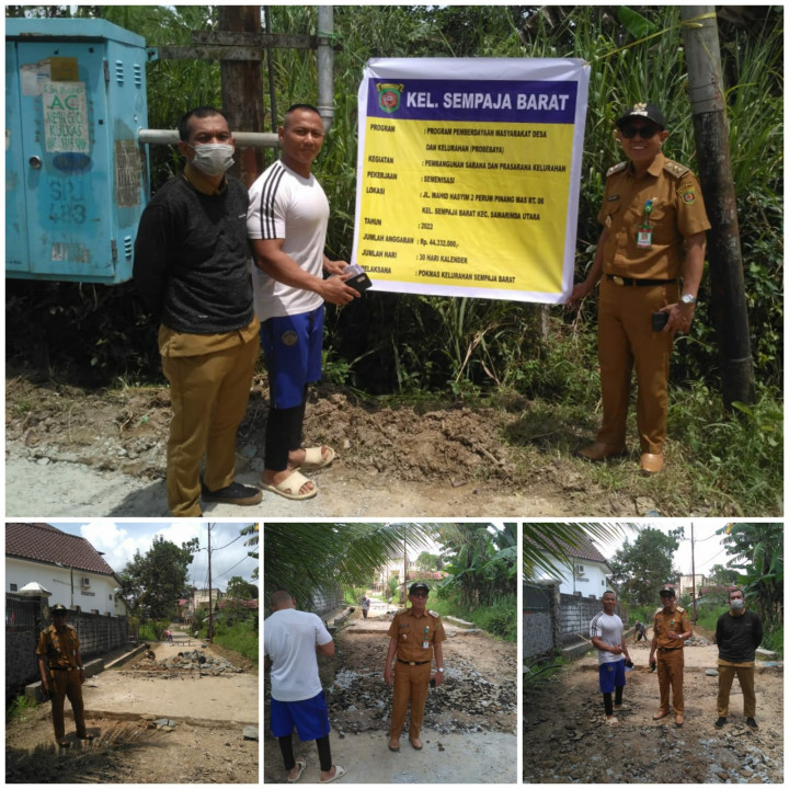 GIAT  KELURAHAN SEMPAJA BARAT  Senin  , 26 September  2022  👉 Monitoring Kegiatan PROBEBAYA Bid. Sapras : 1. Semenisasi Jalan Perum Kayu Manis RT. 06   👉 Peresmian Posyandu Remaja " MELATI " di Perum TVRI Graha Asri RT 05