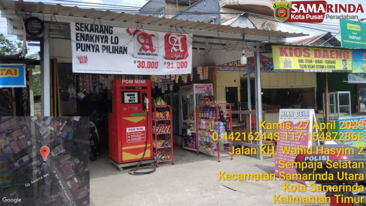 Giat, Kamis 27 April 2023 Melakukan Monitoring dan pendataan keberadaan POM MINI di jl. Aw. Syahranie, Jl. Wahid Hasyim dan Jl. HM. Ardans 2 di hadiri Kasi Tapem beserta staf dan Bhabinkamtibmas Kelurahan Sempaja Barat.