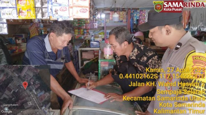 Giat, Kamis 27 April 2023 Melakukan Monitoring dan pendataan keberadaan POM MINI di jl. Aw. Syahranie, Jl. Wahid Hasyim dan Jl. HM. Ardans 2 di hadiri Kasi Tapem beserta staf dan Bhabinkamtibmas Kelurahan Sempaja Barat.