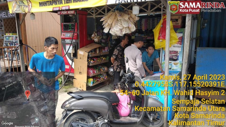 Giat, Kamis 27 April 2023 Melakukan Monitoring dan pendataan keberadaan POM MINI di jl. Aw. Syahranie, Jl. Wahid Hasyim dan Jl. HM. Ardans 2 di hadiri Kasi Tapem beserta staf dan Bhabinkamtibmas Kelurahan Sempaja Barat.