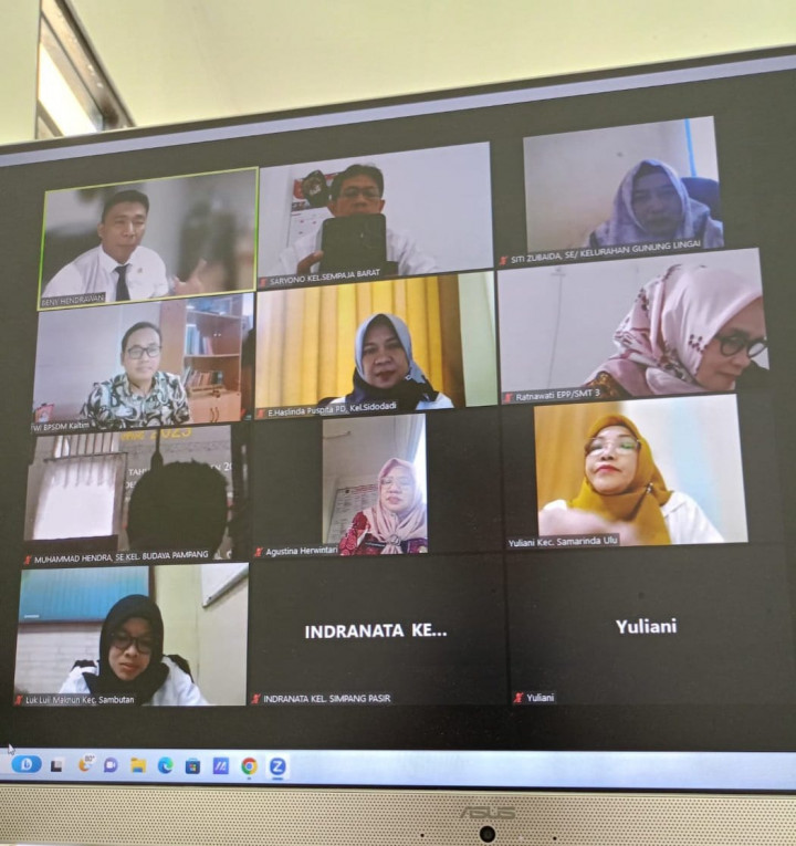 Zoom Meeting Pelatihan Kepemimpinan Pengawas Angkatan XIV Dilingkungan Pemerintah Propinsi Kaltim kelas Pemerintah Kota Samarinda Diselenggarakan di Badan Pengembangan Sumber Daya Manusia Propinsi Kalimantan Timur