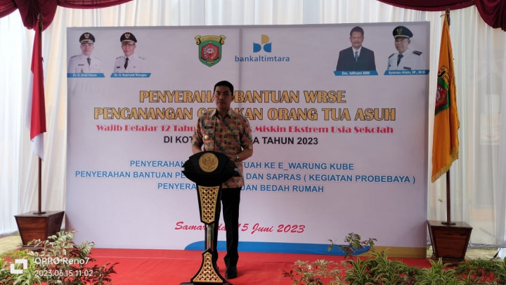Kamis 15 Juni 2023, bantuan WRSE Perencanaan Gerakan Orang Tua Asuh Wajib Belajar 12 Thn bagi Anak Miskin Ekstrem Usia Sekolah tahun 2023 di Kec. Samarinda Utara & penyerahan secara simbolis dari Bapak H. Andi Harun Walikota Samarinda bidang pemberdayaan