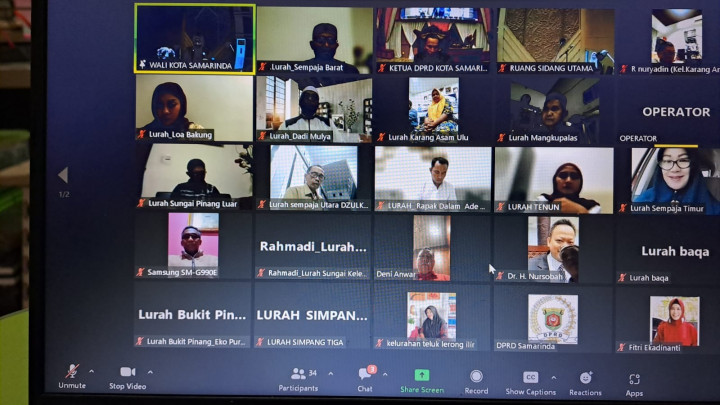Rapat melalui Zoom Meeting Rapat paripurna DPRD Kota Samarinda masa persidangan II tahun 2023 dengan Agenda persetujuan bersama antara DPRD Kota Samarinda  dengan Walikota Samarinda terhadap Raperda tentang pertanggungjawaban  APBD tahun anggaran 2022