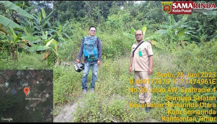 Giat 26 Juni 2023, Peninjauan lokasi pemeriksaan tanah "A" di Jl. AW Syahrani 4 Blok S RT 01. 5. Peninjauan lokasi pengajuan peningkatan status atas tanah Jl AW Syahrani 4 Blok I RT 02.