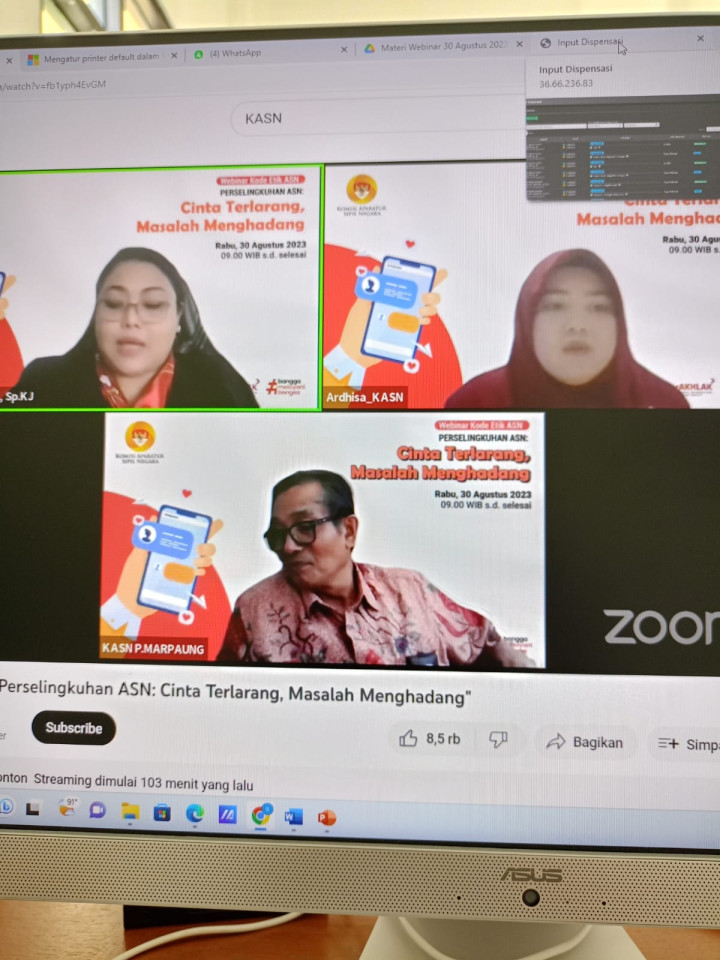 Mengunjungi pasien DBD di Perum TVRI RT 05 bersama Puskesmas Sempaja, Kasi Kesra dan Ketua RT 05. & Mengikuti Zoom Meeting Webinar tentang Kode Etik ASN Perselingkuhan ASN Cinta Terlarang, masalah Menghadang di ikut Seklur.