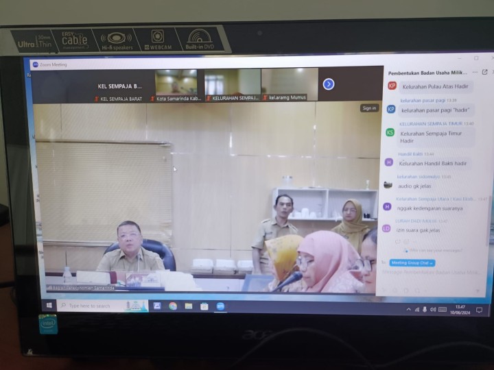 Giat Senin 10 Juni 2024, Mengikuti Zoom Meeting Rapat koordinasi dan Monitoring Evaluasi pembentukan Badan Usaha Milik Rukun Tetangga (BUMRT) berbasis Kelurahan di ikuti Kasi Ekobang.