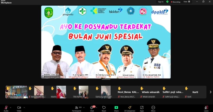 Giat Rabu, 12 Juni 2024 Mengikuti Zoom Meeting Kegiatan Intervensi Serentak Pencegahan Stunting dan Pelayanan Posyandu Bintang Kelurahan Sempaja Barat.