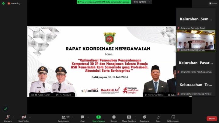 Giat, Rabu 10 Juli 204 1. Menghadiri Rapat Pencegahan dan Penanganan Gangguan Ketentraman dan Ketertiban Umum di Tingkat Kecamatan dan Kelurahan se-Kota Samarinda di Ballroom Hotel Amaris Samarinda dihadiri Kasi Tapem. 2. Menghadiri Rapat Bimtek Pengelolaan dan Pertanggungjawaban Keuangan PPK dan PPS pada Pemilihan Gubernur dan Wakil Gubernur Kalimantan Timur serta Wali Kota dan Wakil Wali Kota Samarinda Tahun 2024 di Hotel Puri Senyiur Samarinda dihadiri seluruh Sekretariat PPS dan Ketua PPS. 3. Mengikuti Zoom Meeting Rapat Koordinasi Kepegawaian Tema " Optimalisasi pemenuhan pengembangan kompetensi 20 JP dan Manajemen Talenta Menuju ASN pemerintah Kota Samarinda yang Profesional Akuntabel serta Berintegritas di ikuti Staf Seklur.