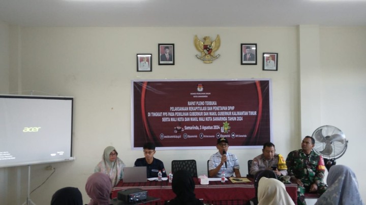Giat, Sabtu 03 Agustus 2024 Menghadiri Rapat Pleno Terbuka pelaksanaan rekapitulasi dan penetapan DPHP di tingkat PPS pada Pemilihan Gubernur dan Wakil Gubernur Kalimantan Timur serta Wali Kota dan Wakil Wali Kota Samarinda Tahun 2024 di Aula kantor kelurahan sempaja barat di hadiri oleh Lurah.