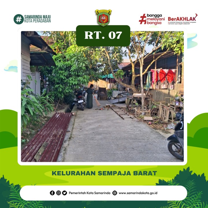 Giat, Minggu 13 April 2025 Melaksanakan kerja bakti rutin dilingkungan Perumahan TVRI Graha Asri RT 05 dan Jl KH Wahid Hasyim GG kalem RT 07 pada Kelurahan Sempaja Barat dihadiri Kasi Ekbang, Kasi Kesra, Ketua RT dan seluruh warga terimakasih atas perhatiannya diucapkan terima kasih.